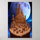 ジンジャーブレッド村と月 | AI Art ポスター (正面)