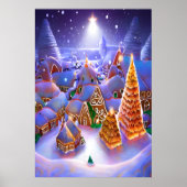 ジンジャーブレッド村の冬 | AIアートポスター ポスター (正面)