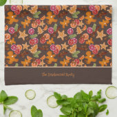 ジンジャーブレッド柑橘系スパイスクリスマスファミリー名を追加 キッチンタオル (折り畳み)