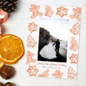 ジンジャーブレッド水モダン色クリスマスフォトカード 招待状