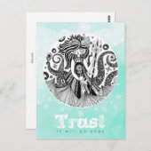 ジンジャーブレッド海の魔女 |パステルグリーン葉書 ポストカード (正面/裏面)