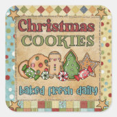 ジンジャーブレッド焼いたクリスマスCookie スクエアシール (正面)