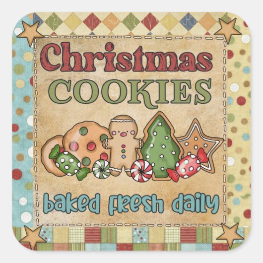 ジンジャーブレッド焼いたクリスマスCookie スクエアシール (正面)
