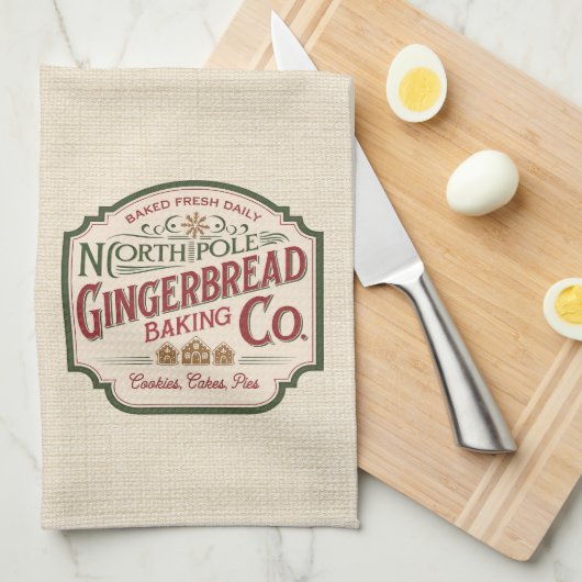 ジンジャーブレッド熱チョコレートキャンディエグノクリスマス キッチンタオル (四つ折り)