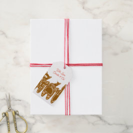 ジンジャーブレッド猫絵を描 – 手（カスタマイズ） ギフトタグ