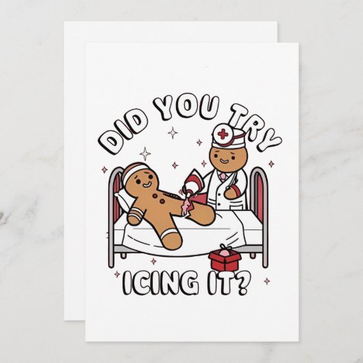 ジンジャーブレッド看護クリスマスにアイシングしてみた シーズンカード (正面/裏面)
