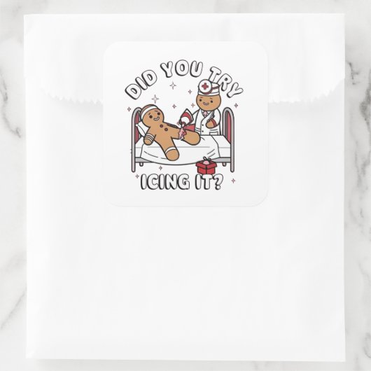 ジンジャーブレッド看護クリスマスにアイシングしてみた スクエアシール (バッグ)