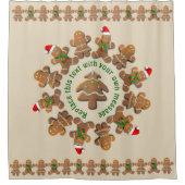 ジンジャーブレッド祝クッキーのクリスマス シャワーカーテン (正面)