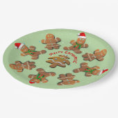 ジンジャーブレッド祝クッキーのクリスマス ペーパープレート (アングル)
