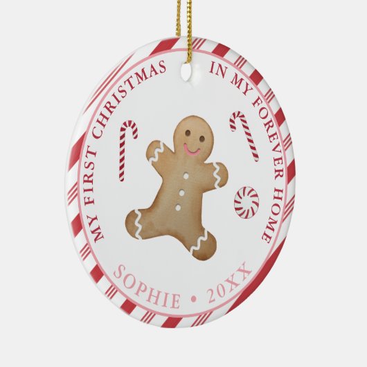 ジンジャーブレッド私の初めてのクリスマス女の子採用ギフト セラミックオーナメント (右)