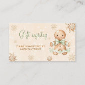 ジンジャーブレッド緑の赤ちゃんシャワーギフト登録カード エンクロージャーカード (正面)