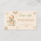 ジンジャーブレッド緑ベビーシャワーおむつラッフルカード エンクロージャーカード (正面)