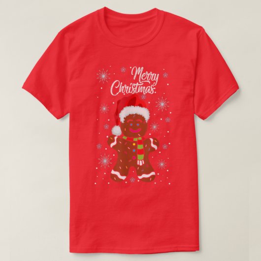 ジンジャーブレッド衣服サンタハットクリスマスコスチュームクイ Tシャツ (デザイン正面)