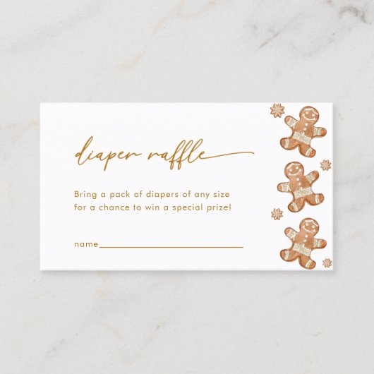 ジンジャーブレッド赤ちゃんシャワーおむつラッフルカード 名刺 (正面)