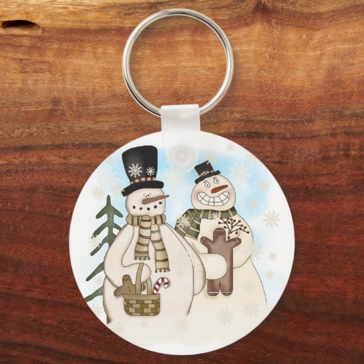 ジンジャーブレッド雪だるまTシャツとギフト キーホルダー (正面)