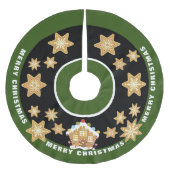 ジンジャーブレッド雪の結晶メリークリスマス ブラッシュドポリエステルツリースカート (正面)