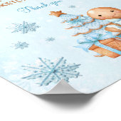 ジンジャーブレッド青ベビーシャワーおむつラッフルサイン ポスター (角)