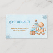 ジンジャーブレッド青ベビーシャワーギフト登録カード エンクロージャーカード (正面)