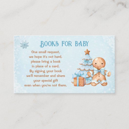 ジンジャーブレッド青赤ちゃんシャワーベビー エンクロージャーカード (正面)