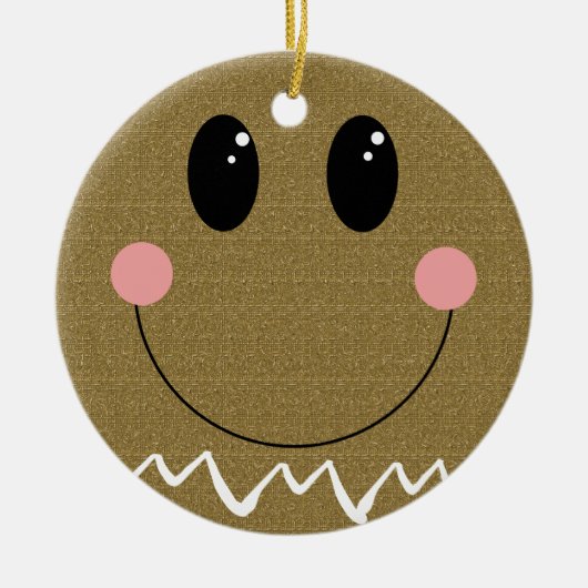 ジンジャーブレッド顔パーソナライズされたオーナメント セラミックオーナメント (正面)