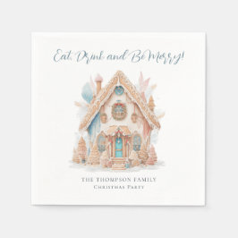 ジンジャーブレッド食べハウス楽しいクリスマスを飲む スタンダードカクテルナプキン