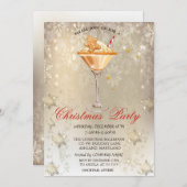 ジンジャーブレッド飲料スノーフレーク金ゴールドパーティー 招待状 (正面/裏面)