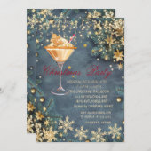 ジンジャーブレッド飲料ブランチ、紙吹雪クリスマス 招待状 (正面/裏面)