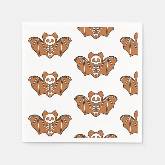 ジンジャーブレッド骨格こうもり スタンダードカクテルナプキン (正面)