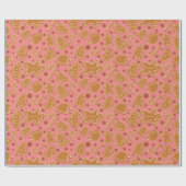 ジンジャーブレッド魔法クリスマスクッキーPink Seamless ラッピングペーパー (フラット)