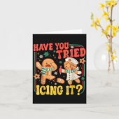 ジンジャーブレッド  アイシング してみた？ 面白いクリスマス カード (黄色い花)