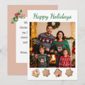 ジンジャーブレッド イージーカスタム ファミリーフォト DIY ホリデー シーズンカード (正面/裏面)