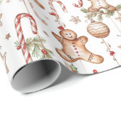 ジンジャーブレッド、キャンディカン、スターのパターン ラッピングペーパー (ロールコーナー)