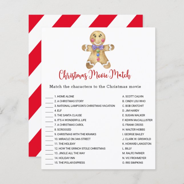 ジンジャーブレッド – クリスマスムービーのマッチゲーム (正面/裏面)