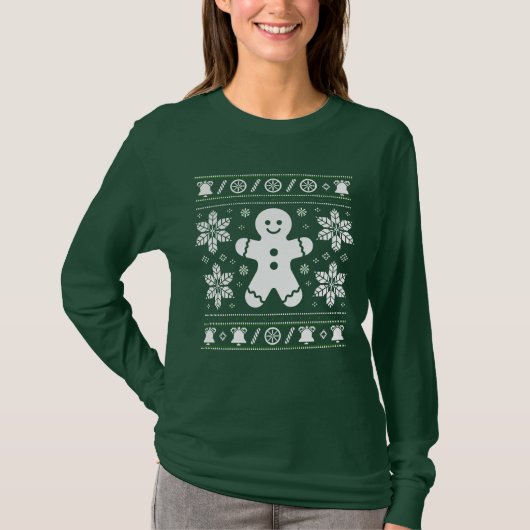 ジンジャーブレッド クリスマス ださいセーター Tシャツ (正面)