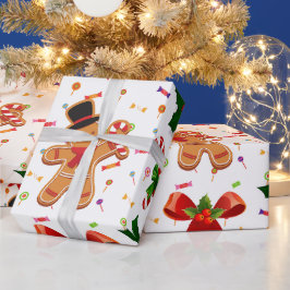 ジンジャーブレッド クリスマス キャンディ リボン ラッピングペーパー
