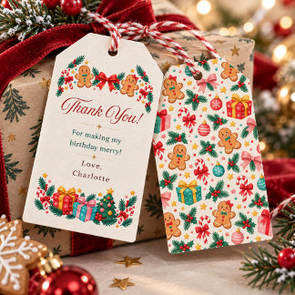 ジンジャーブレッド クリスマス バースデーファバー サンクユー ギフトタグ