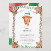 ジンジャーブレッド | クリスマス ベイビー シャワー 招待状 (正面/裏面)