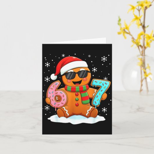 ジンジャーブレッド・シックス・セブン・ブルゥ 楽しいクリスマスのミーム シー カード (黄色い花)