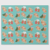 ジンジャーブレッド+シュガークッキーのクリスマスラッピング紙 ラッピングペーパー (フラット)