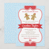 ジンジャーブレッド　ジェンダー・リビール　ベイビー・シャワー・インビテーション 招待状 (正面/裏面)