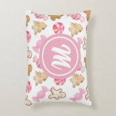 ジンジャーブレッド&スガルプラムのピンクモノグラム模様 アクセントクッション (正面(垂直))