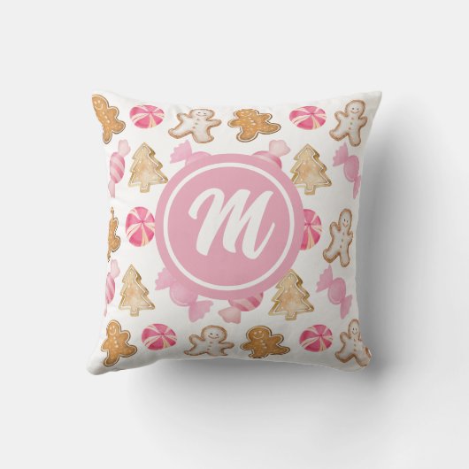 ジンジャーブレッド&スガルプラムのピンクモノグラム模様 クッション (裏面)