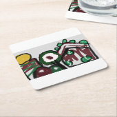 ジンジャーブレッド・ハウス喜び愛 スクエアペーパーコースター (アングル)