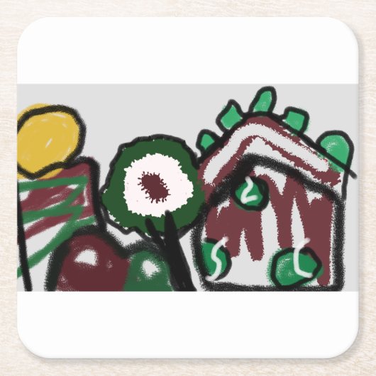 ジンジャーブレッド・ハウス喜び愛 スクエアペーパーコースター (正面)