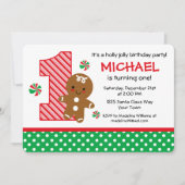 ジンジャーブレッド·ボーイ1歳の誕生日 招待状 (正面)