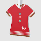 ジンジャーブレッド·ボーイ·レッド&ホワイト記念クリスマス オーナメント (正面)