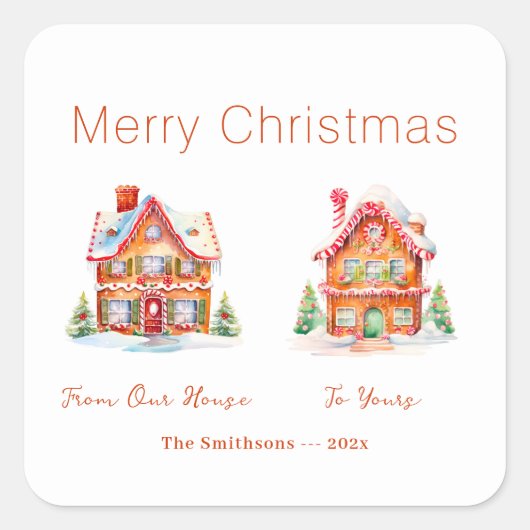 ジンジャーブレッド「From Our House」クリスマス スクエアシール (正面)