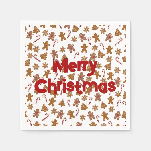 ジンジャーブレッドCookieとキャンディカン スタンダードカクテルナプキン (正面)