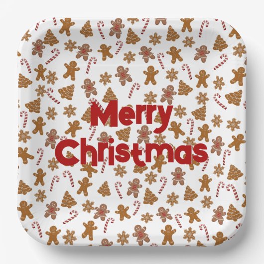ジンジャーブレッドCookieとキャンディカン ペーパープレート (正面)