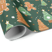 ジンジャーブレッドCookieとクリスマスツリー ラッピングペーパー (ロールコーナー)